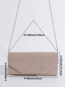 小信封包金屬亮絲設計鏈條帶適用於舞會 - 香檳色 - 查看 8