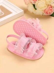 Bebé Sandalias destalonadas con diseño de fruncido con tira de tela - Rosa - Ver 2