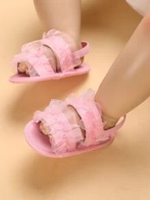 Bebé Sandalias destalonadas con diseño de fruncido con tira de tela - Rosa - Ver 4