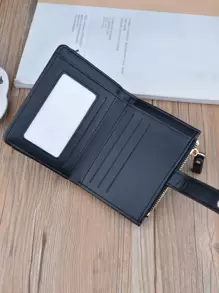 1pc Solid Color Multi-Layer Simple Wallet Crocodile School Supplies Teacher Gifts Back To School - Black - View 4