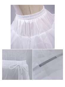 1pc Women Solid Layered Ruffle Trim Elegant Petticoat For Wedding Party Fall Clothes For Women - White - View 4