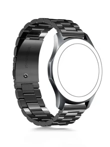 1入組黑色時尚經典3珠不銹鋼錶帶男女款，兼容各種型號華為三星手錶20/22毫米 - 黑色 - 查看 2