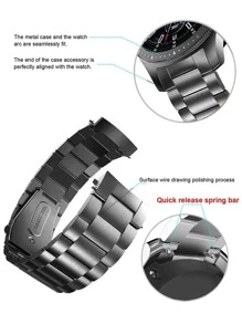 1入組黑色時尚經典3珠不銹鋼錶帶男女款，兼容各種型號華為三星手錶20/22毫米 - 黑色 - 查看 8