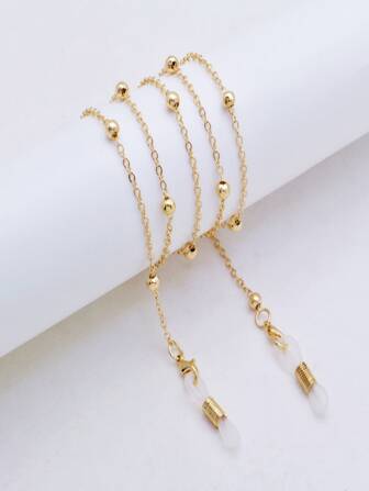 1入組女士金屬質感珠子裝飾時尚眼鏡鏈適用於日常