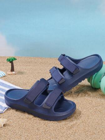 Niños Chanclas con tira doble cierre de gancho y bucle de tela