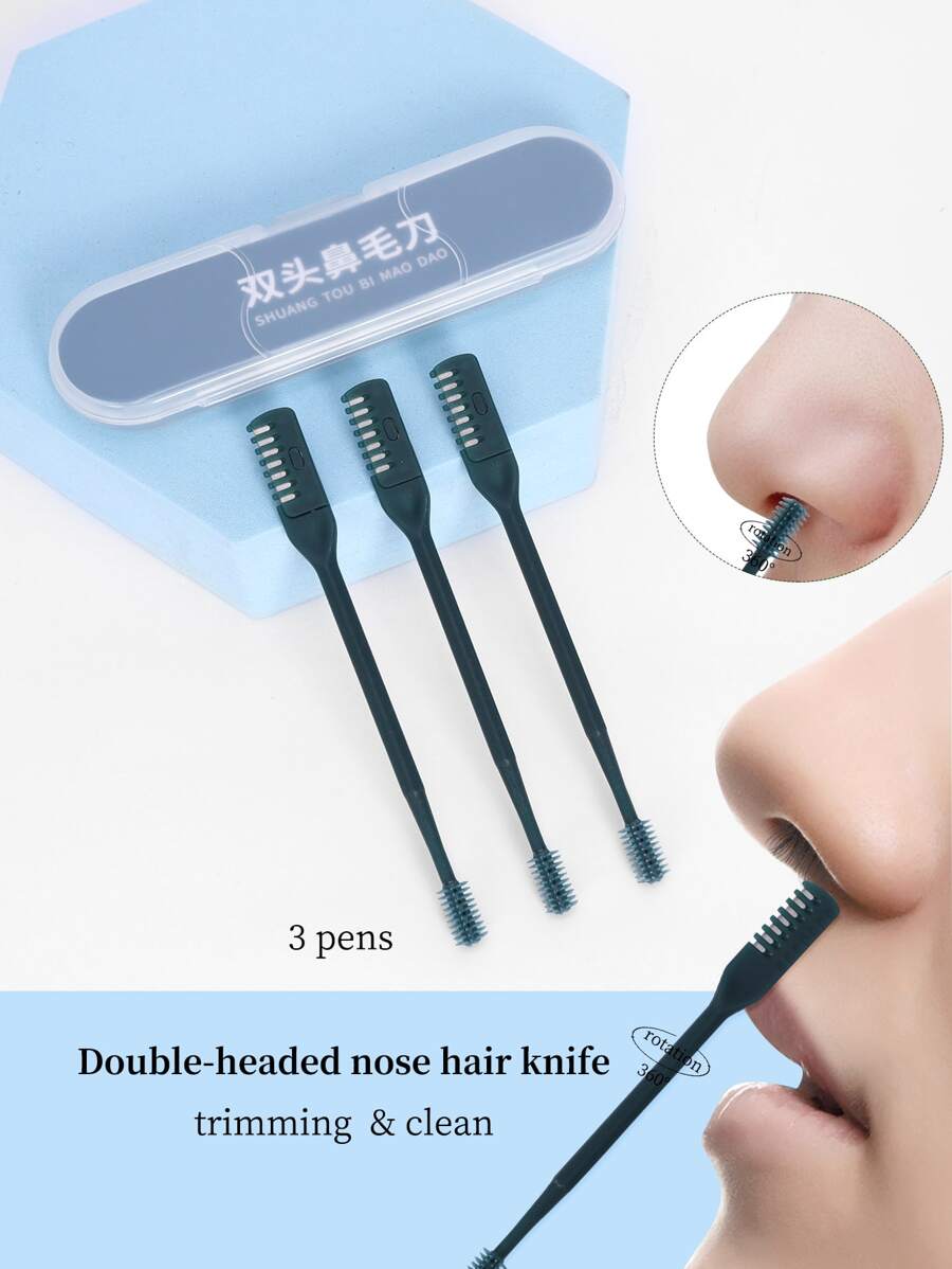 3旋轉墨綠色360度修毛雙頭鼻毛刀
