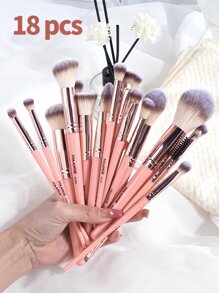MAANGE 18件套专业化妆刷套装，带便携收纳盒，刷毛柔软，方便携带，包含粉底刷、眼影刷、眉刷等，是旅行化妆的理想之选。套装包含各种化妆刷，是化妆礼盒的理想之选。 - 粉色 - 查看 3