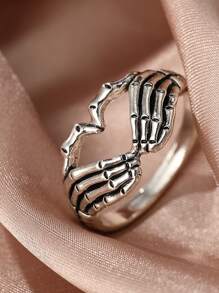 Skeleton Hand Design Ring - Silver - View 1