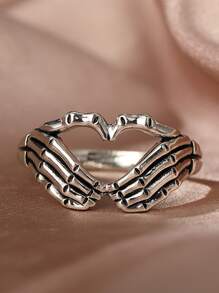 Skeleton Hand Design Ring - Silver - View 2