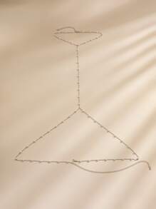 Faux Pearl Decor Body Chain - Silver - View 4