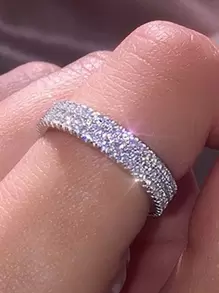 1pc Luxury Cubic Zirconia Decor Ring For Women For Valentine's Day Gift & Wedding Party Jewelry