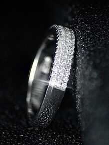 1pc Luxury Cubic Zirconia Decor Ring For Women For Valentine's Day Gift & Wedding Party Jewelry