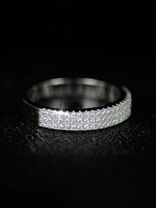 1pc Luxury Cubic Zirconia Decor Ring For Women For Valentine's Day Gift & Wedding Party Jewelry
