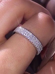 1pc Luxury Cubic Zirconia Decor Ring For Women For Valentine's Day Gift & Wedding Party Jewelry
