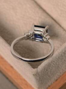 1 Chiếc Nhẫn Trang Trí Đính Đá Cubic Zirconia Quyến Rũ Dành Cho Nữ Cho Món Quà Ngày Lễ Tình Nhân - Màu xanh lam - Xem 5