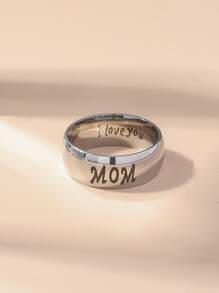 1入組時尚字母圖案戒指適用於女士適用於母親節 - 銀色 - 查看 1
