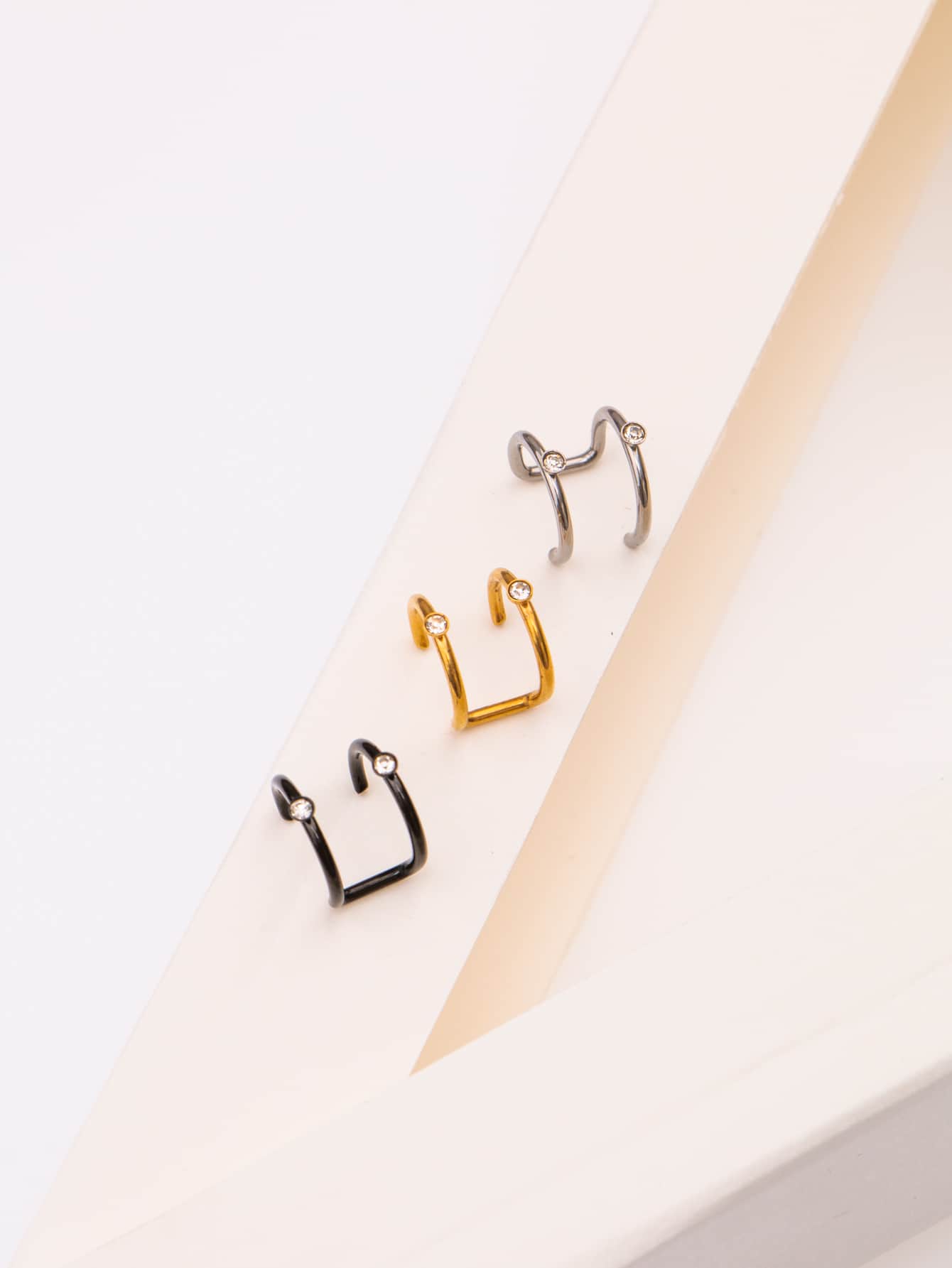 時尚流行男士水鑽裝飾耳夾不銹鋼適合珠寶禮物和時尚外觀