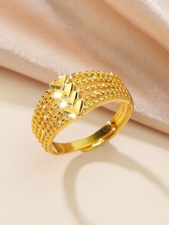 1 st. Verstelbare hartvormige openklapbare vergulde ring, lieflijk stijlcadeau voor vrouwen Valentijnsdag Valentijnsdag