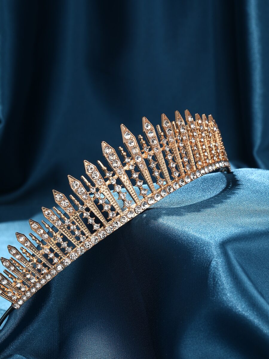 1pc Women Rhinestone Crown Design Luxury Bridal Headband For Wedding