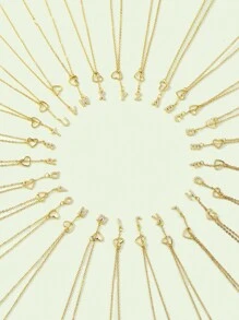 1 Trái Tim Thời Trang Và Kim Cương Giả Chữ Charm Y Hình Lariat Vòng Đeo Cổ Cho Nữ Trang Trí Hàng Ngày - Vàng - Xem 1