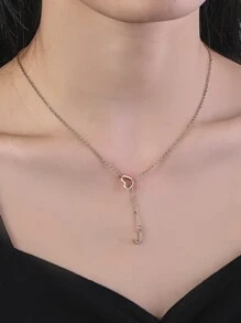 1 Trái Tim Thời Trang Và Kim Cương Giả Chữ Charm Y Hình Lariat Vòng Đeo Cổ Cho Nữ Trang Trí Hàng Ngày - Vàng - Xem 2