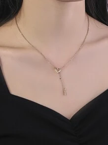 1 Trái Tim Thời Trang Và Kim Cương Giả Chữ Charm Y Hình Lariat Vòng Đeo Cổ Cho Nữ Trang Trí Hàng Ngày - Vàng - Xem 3