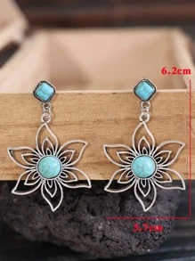 1 Vintage Hợp Kim Kẽm Màu Ngọc Lam Hoa Trang Trí Mặt Dây Chuyền Nữ Hàng Ngày Trang Trí Bông Tai - Màu Bạc Cổ - Xem 5