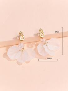 1 cặp bông tai trang trí cánh hoa và hạt thời trang cho phụ nữ để trang trí hàng ngày - Màu be - Xem 3