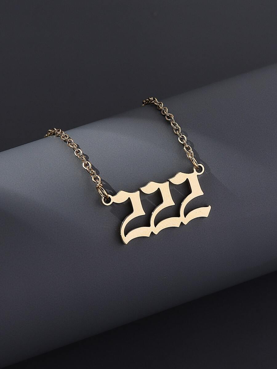 1 chiếc Inox Thời Trang Số Mặt Dây Chuyền Nữ Vòng Cổ Trang Trí Hàng Ngày - Vàng - Xem 1