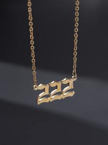 1 chiếc Inox Thời Trang Số Mặt Dây Chuyền Nữ Vòng Cổ Trang Trí Hàng Ngày - Vàng - Xem 3