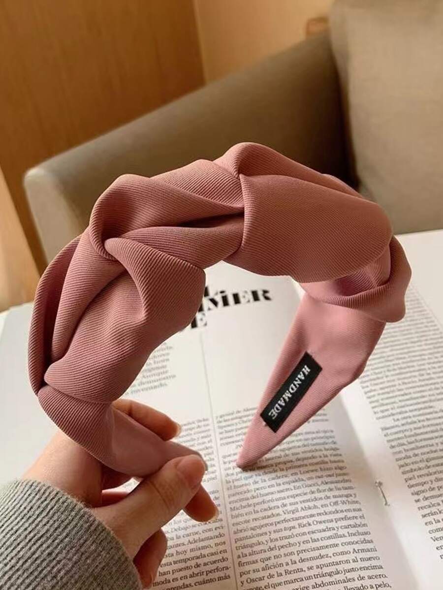1 Máy Tính Cho Nữ Màu Hồng Vải Xếp Chi Tiết Cổ Dây Đeo Đầu Để Trang Trí Tóc Phụ Kiện Tóc - Hồng - Xem 1