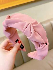 1 Máy Tính Cho Nữ Màu Hồng Vải Xếp Chi Tiết Cổ Dây Đeo Đầu Để Trang Trí Tóc Phụ Kiện Tóc - Hồng - Xem 2