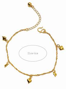 1入組時尚愛心掛飾腳錬適用於女士日常裝飾 - 金黃色 - 查看 4