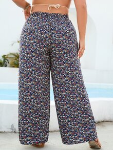 SHEIN VCAY Pantalones de pierna ancha con estampado floral - Multicolor - Ver 2