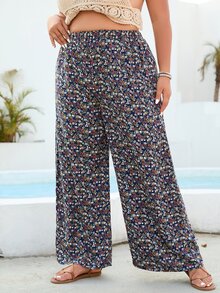 SHEIN VCAY Pantalones de pierna ancha con estampado floral - Multicolor - Ver 5