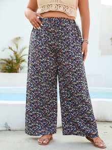 SHEIN VCAY Pantalones de pierna ancha con estampado floral - Multicolor - Ver 6