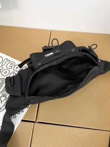 Bolso de cintura con estampado de letra de gran capacidad negro - Negro - Ver 5
