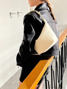 Túi vai màu trơn Có thể điều chỉnh được - trắng - Xem 1