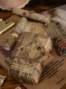 40 piezas Pegatina con patrón vintage al azar - Multicolor - Ver 2