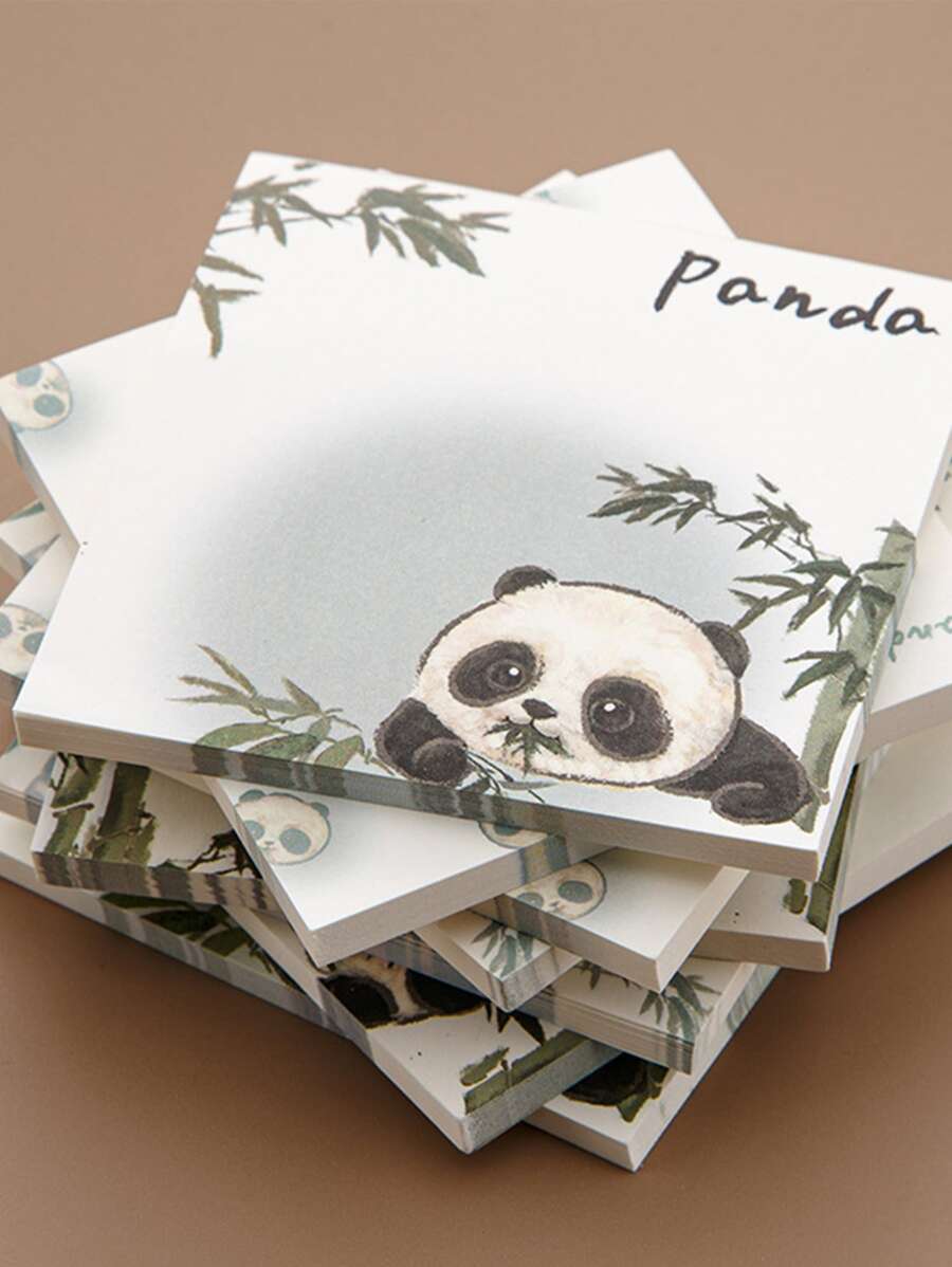 1pc 50 Sheets Each Cute Cartoon Panda Sticky Notes 3.15*3.15 Inch - Multicolor - View 1