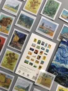 50张艺术画廊油画贴纸，涂鸦贴纸装饰，可用于行李箱、笔记本、吉他笔记本装饰，玩具返校剪贴簿用品，趣味贴纸，笔记本电脑贴纸，Kindle手机贴纸 - 彩色 - 查看 4