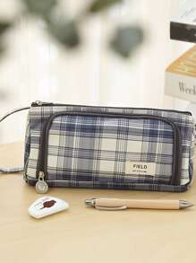 1入組格紋圖案筆袋 - 彩色 - 查看 3