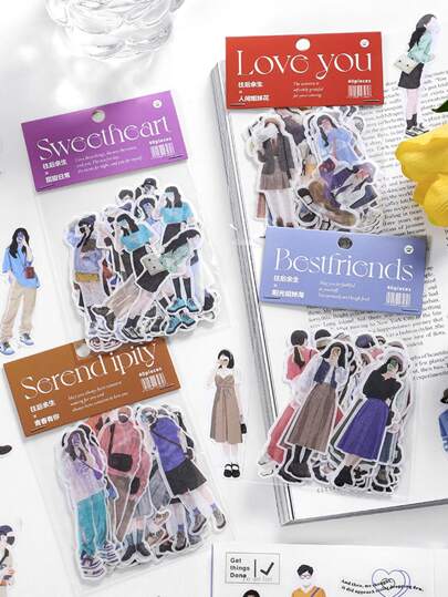 40入組人像圖案隨機貼紙