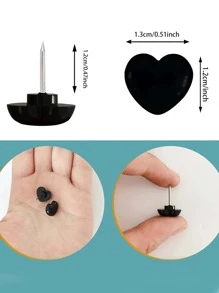 50 cái đinh ghim thiết kế trái tim - màu đen - Xem 3