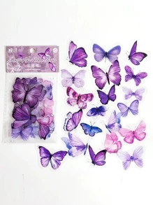 40 piezas Pegatinas con diseño de mariposa, Útiles escolares, Vuelta al cole - Morado - Ver 2