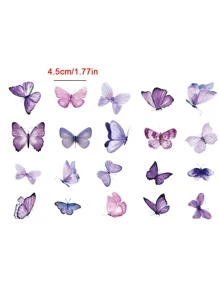 40 piezas Pegatinas con diseño de mariposa, Útiles escolares, Vuelta al cole - Morado - Ver 3