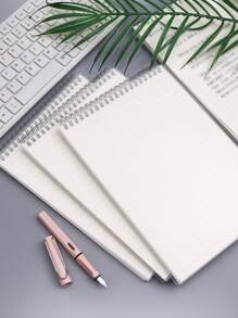 1pc Coil Notebook With PP Cover, Horizontal Line Grid Inner Page Spiral Hardcover Waterproof For Student Business Notepad Stationery - White - View 1