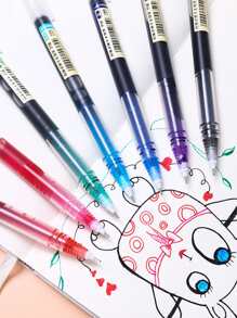 snow white 7pcs Needle Design Straight Liquid Gel Pen - Multicolor - View 2