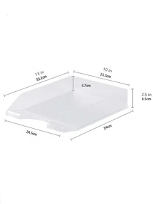 1pc Plain Letter Tray - White - View 5