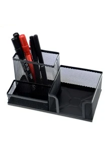 Multifunctional Mesh Pen Holder And Organizer For Desk - Black - View 4
